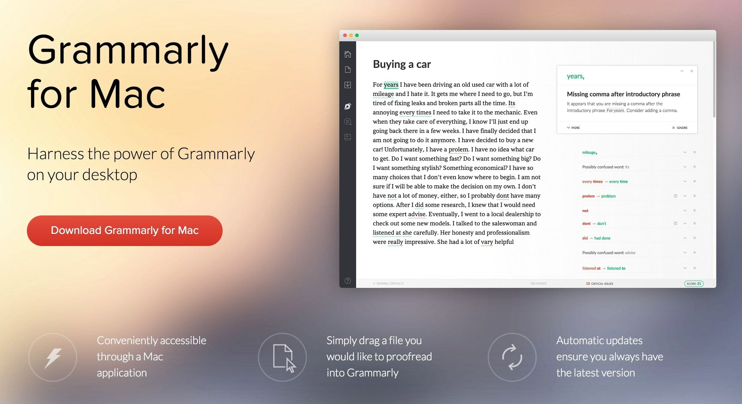 Grammarly which version word mac
